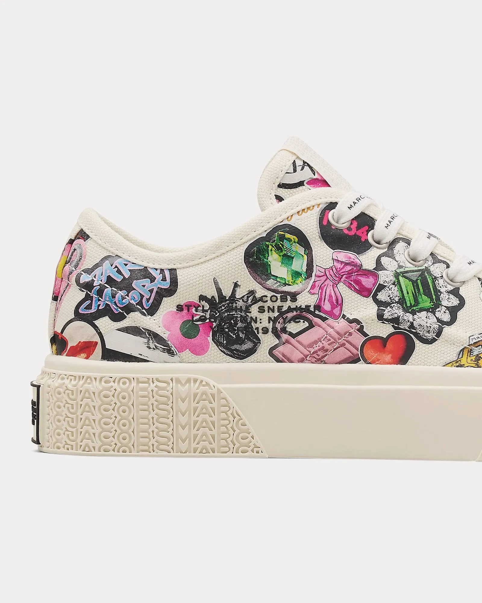 The Sticker Canvas White Low Top Sneakers