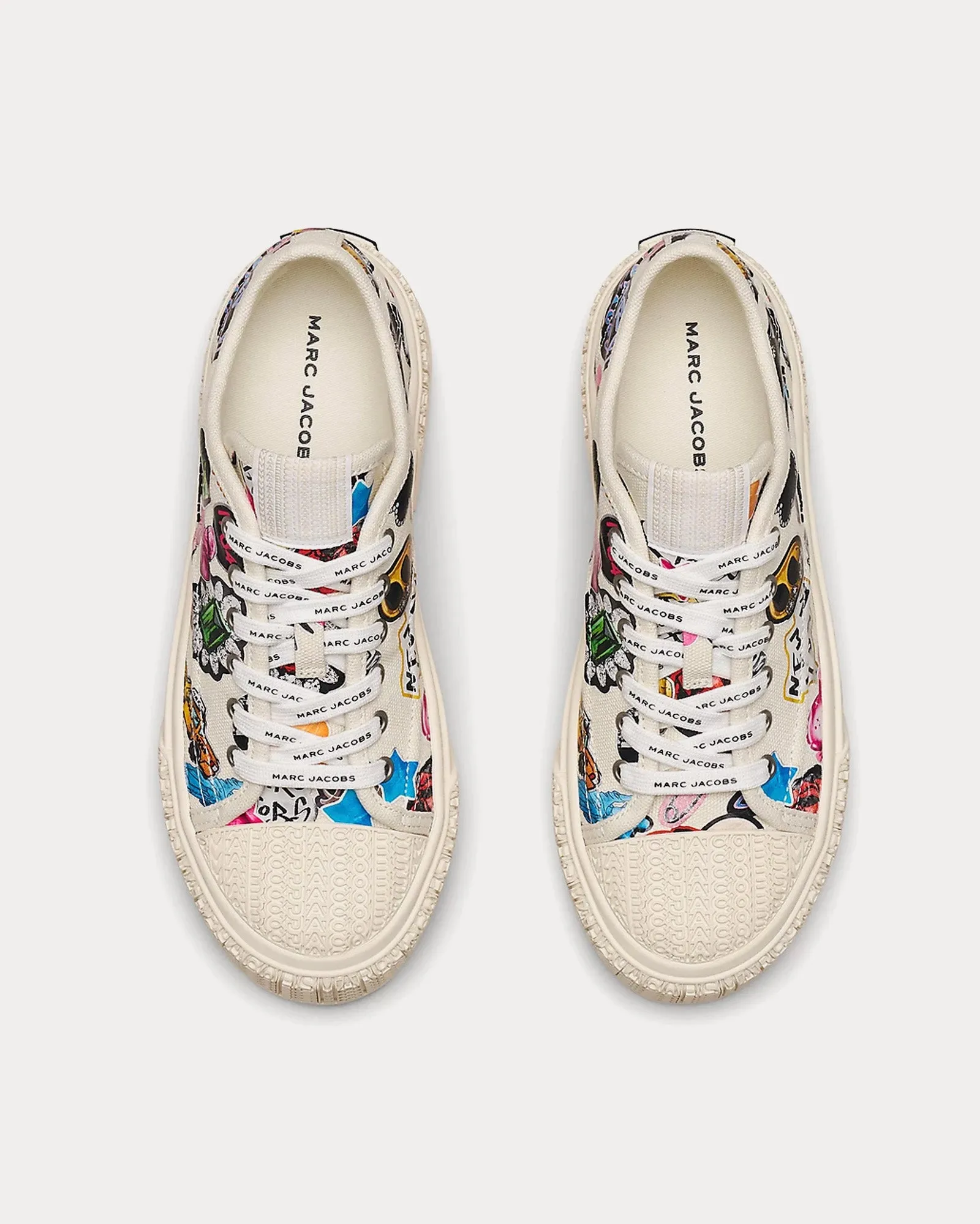 The Sticker Canvas White Low Top Sneakers