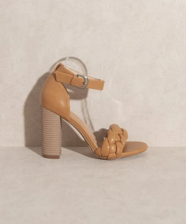 Thick Heel White Dressy Casual Sandals - Ankle Strap Closure