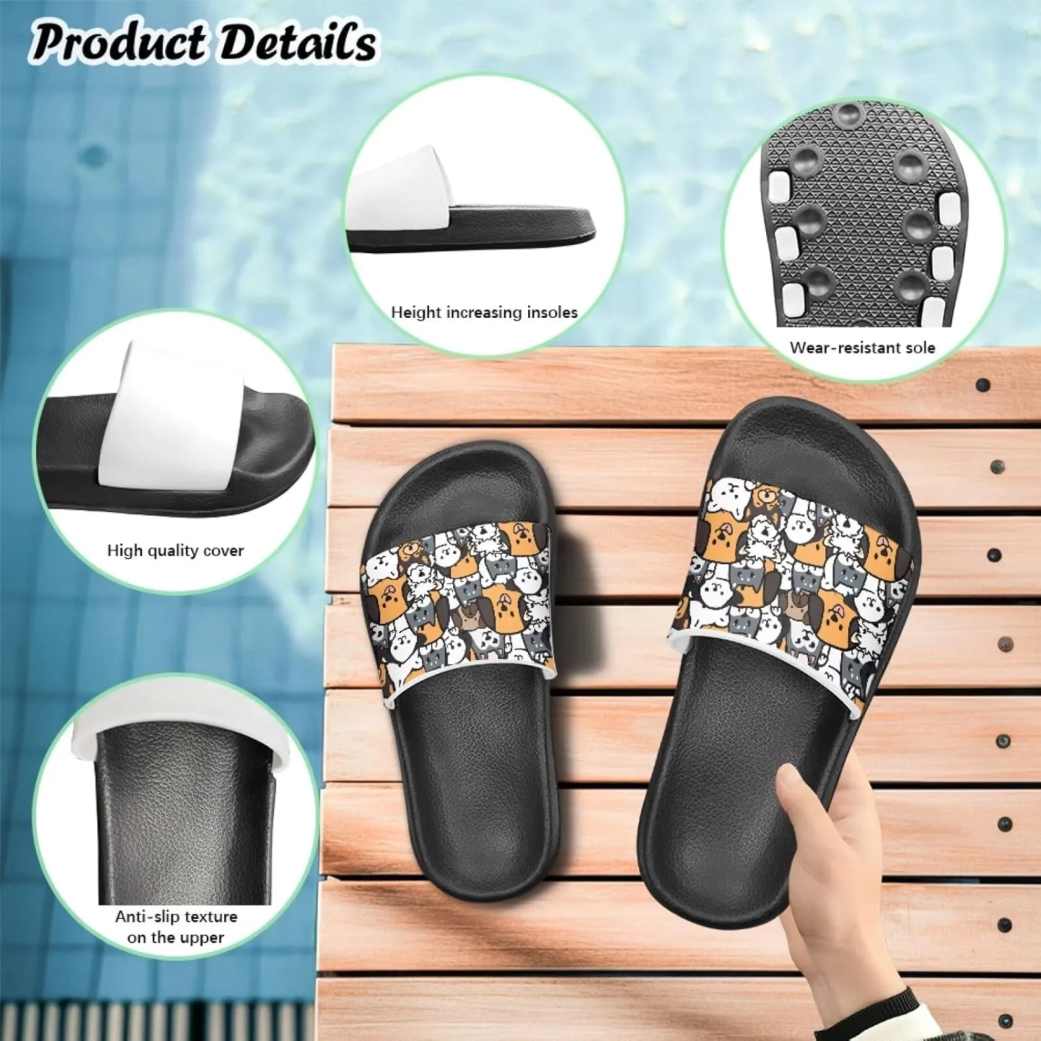 Toddler Slides Bathroom Thick Sole Pillow Slippers Summer Cloud Slides Quick Drying Athletic Slides Flat Shoes