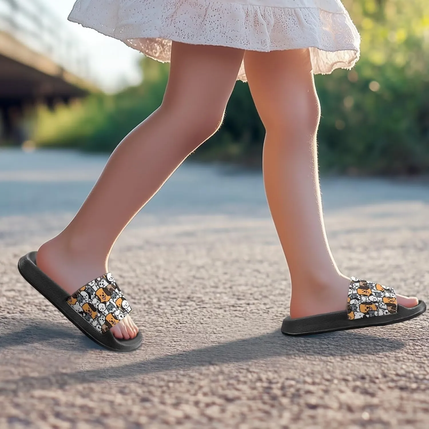 Toddler Slides Bathroom Thick Sole Pillow Slippers Summer Cloud Slides Quick Drying Athletic Slides Flat Shoes