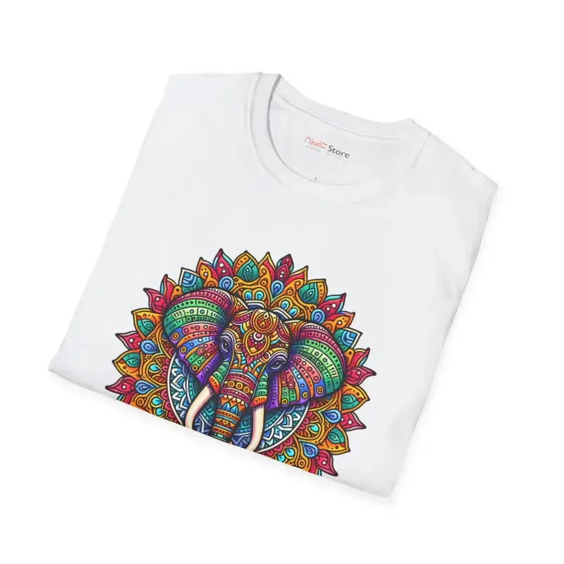 Vibrant Elephant Mandal Art Softstyle t Shirt