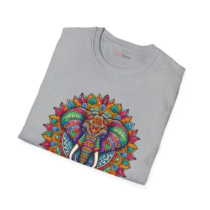 Vibrant Elephant Mandal Art Softstyle t Shirt
