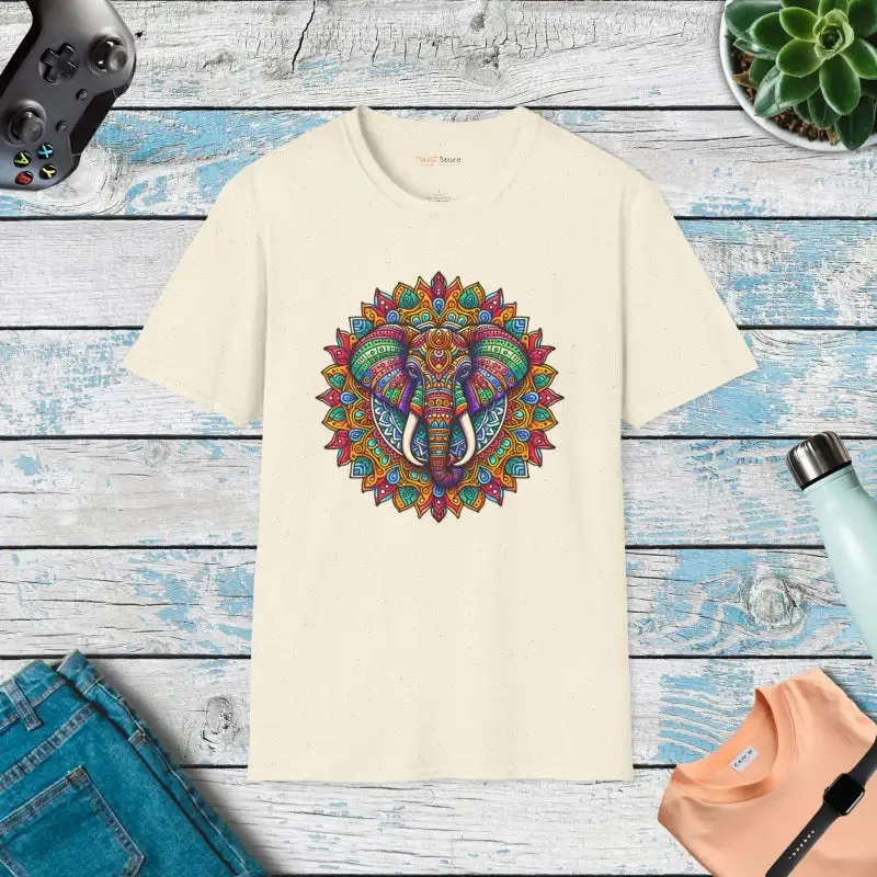 Vibrant Elephant Mandal Art Softstyle t Shirt