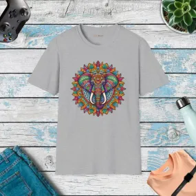 Vibrant Elephant Mandal Art Softstyle t Shirt
