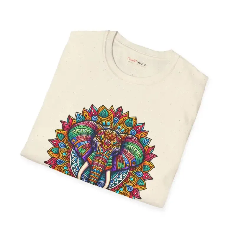 Vibrant Elephant Mandal Art Softstyle t Shirt