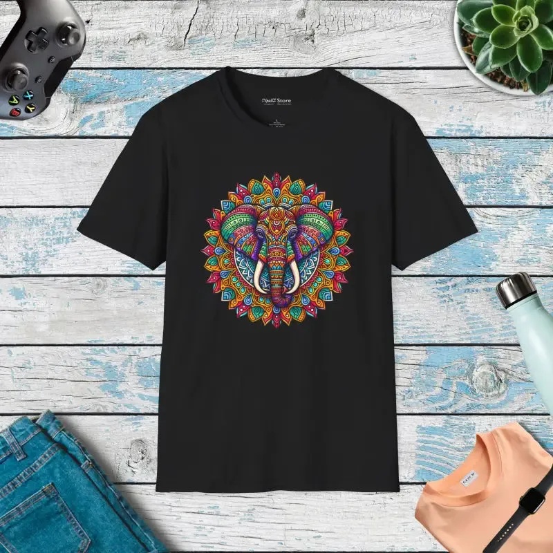 Vibrant Elephant Mandal Art Softstyle t Shirt