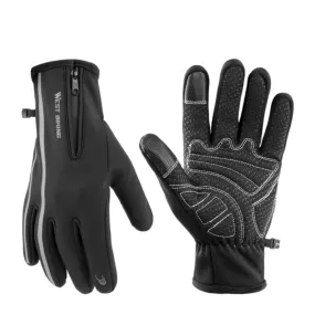 West Biking - (1 pair) Size M Weatherproof Outdoor Thermal Touch Gloves - Black