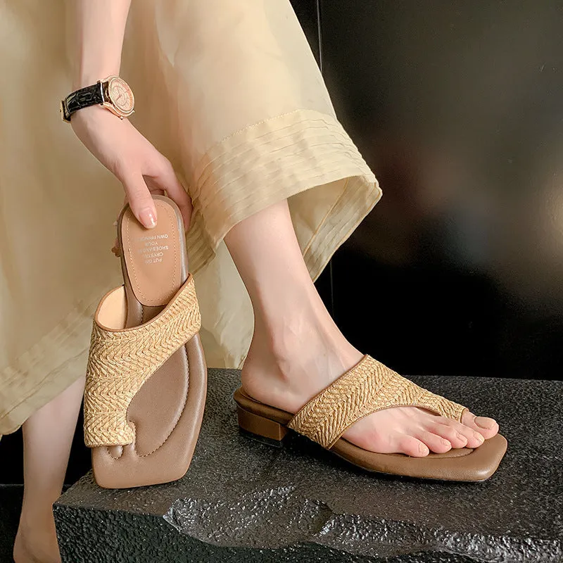 Wholesale Retro Holiday Style Braided Flip Flops