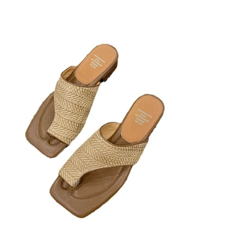Wholesale Retro Holiday Style Braided Flip Flops
