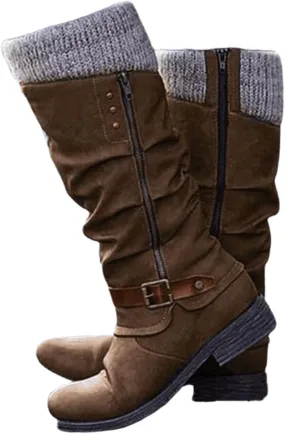 Winter Boots For Women Fashion 2022 Cold Weather Mid Calf Lace Up Side Zipper Low Heel Platform Military Combat Boots