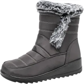 Winter Boots For Women Waterproof Short Boots Slip On Fur Lined Boots Waterproof Mid Calf Boots Warm Snow Boots