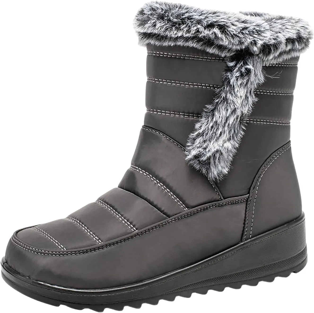 Winter Boots For Women Waterproof Short Boots Slip On Fur Lined Boots Waterproof Mid Calf Boots Warm Snow Boots