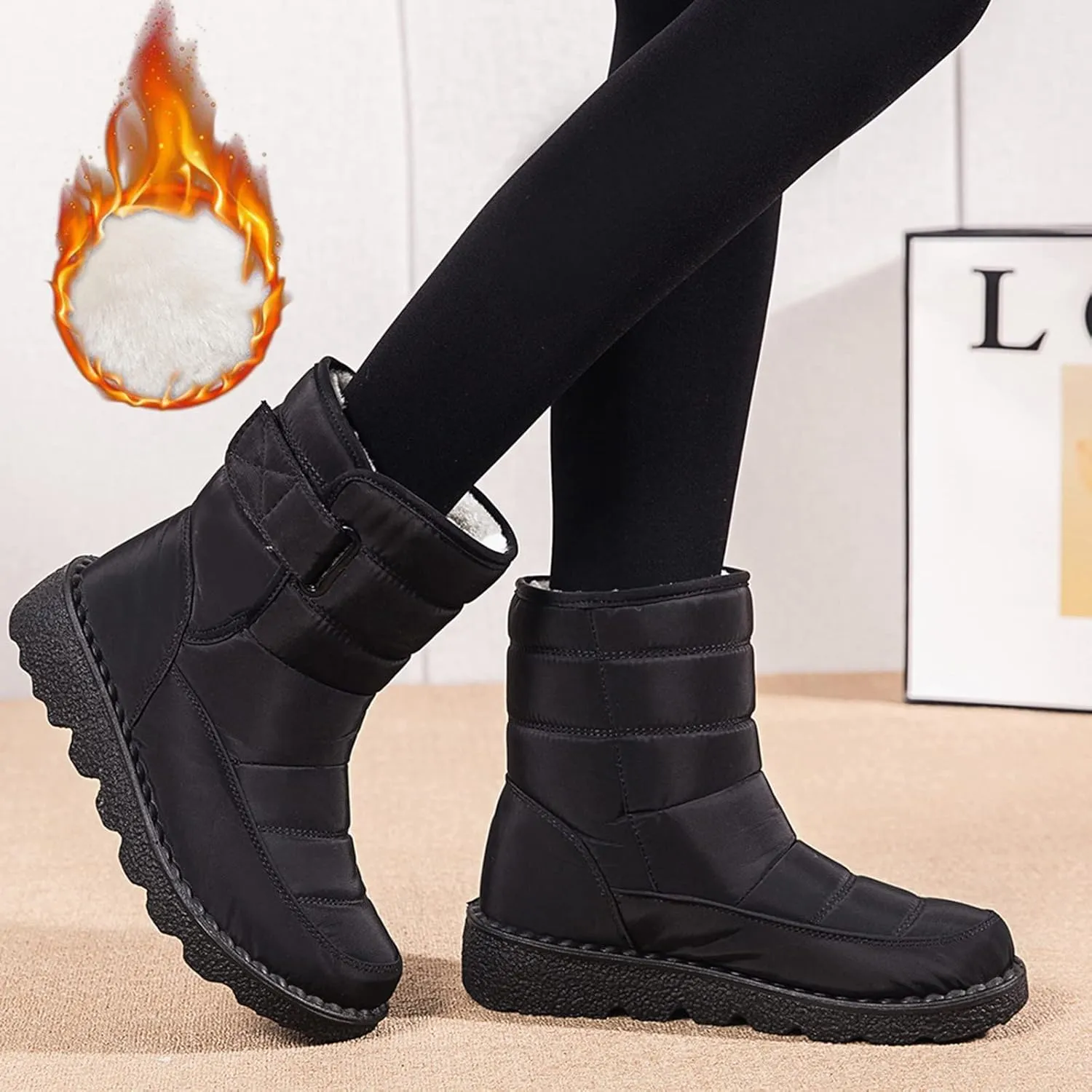 Winter Boots for Women Wide Adults Lined Snow Boots Women Winter Snow Boots Warm Fur Lined Women's Slip On Boot Winter Womens Fall Shoes Men Winter Booties