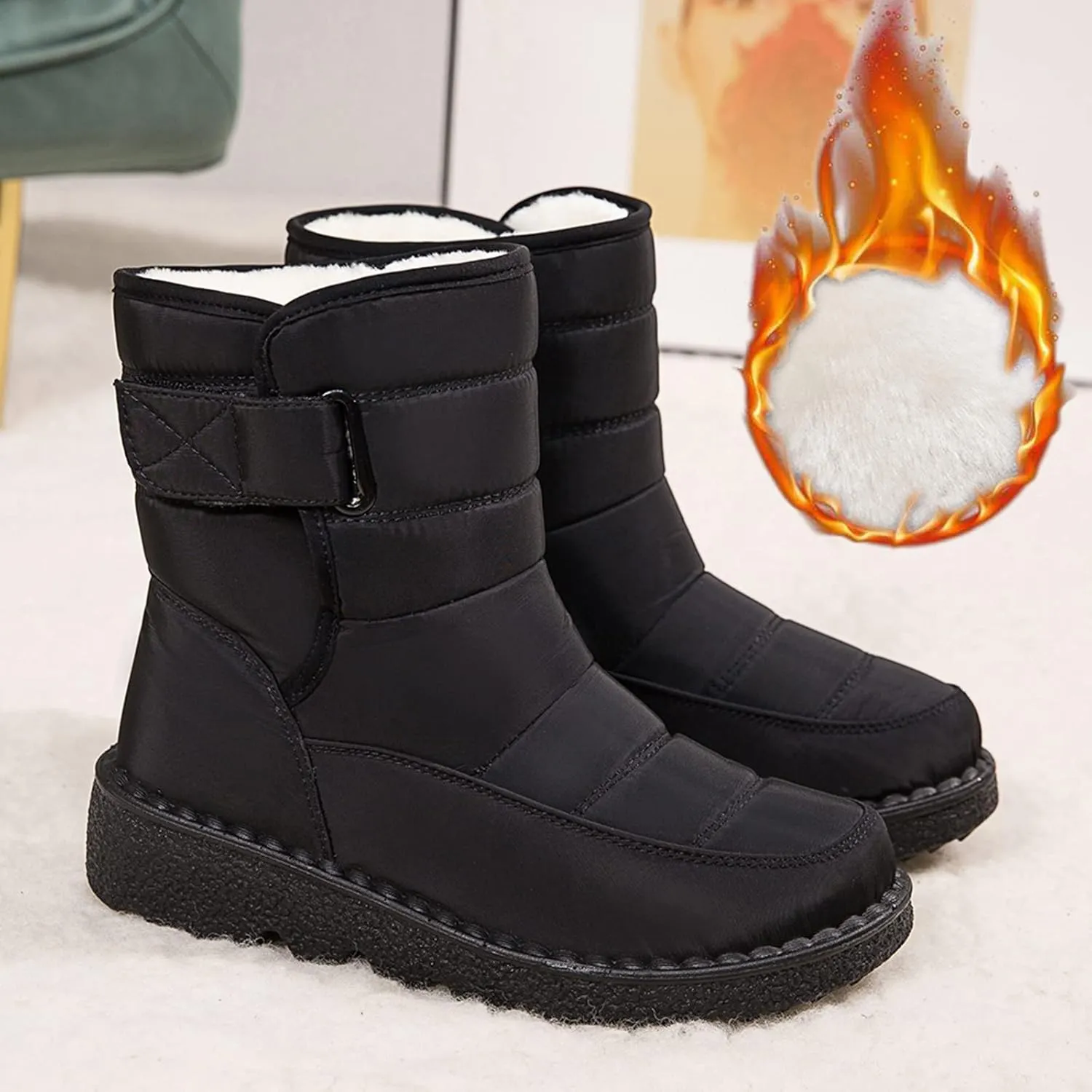 Winter Boots for Women Wide Adults Lined Snow Boots Women Winter Snow Boots Warm Fur Lined Women's Slip On Boot Winter Womens Fall Shoes Men Winter Booties
