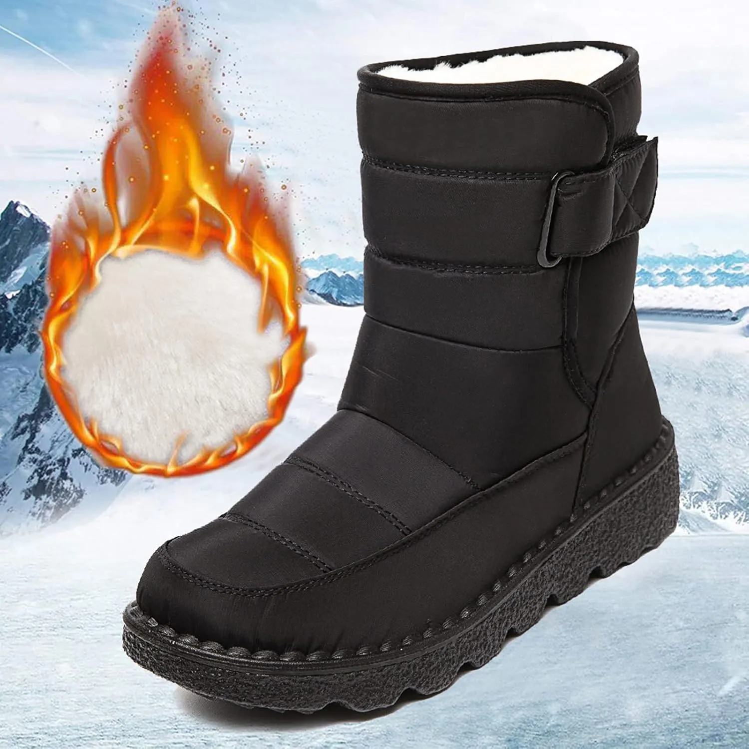 Winter Boots for Women Wide Adults Lined Snow Boots Women Winter Snow Boots Warm Fur Lined Women's Slip On Boot Winter Womens Fall Shoes Men Winter Booties