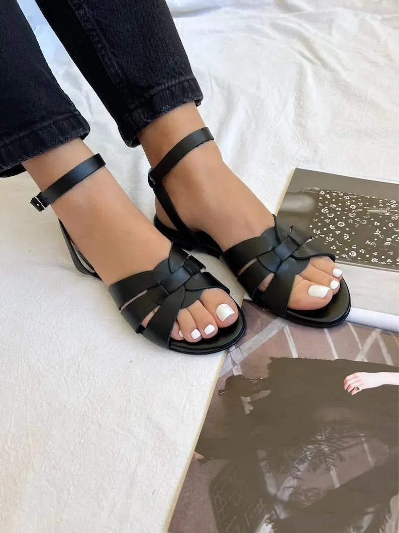 Women Greek Brown Leather Sandals