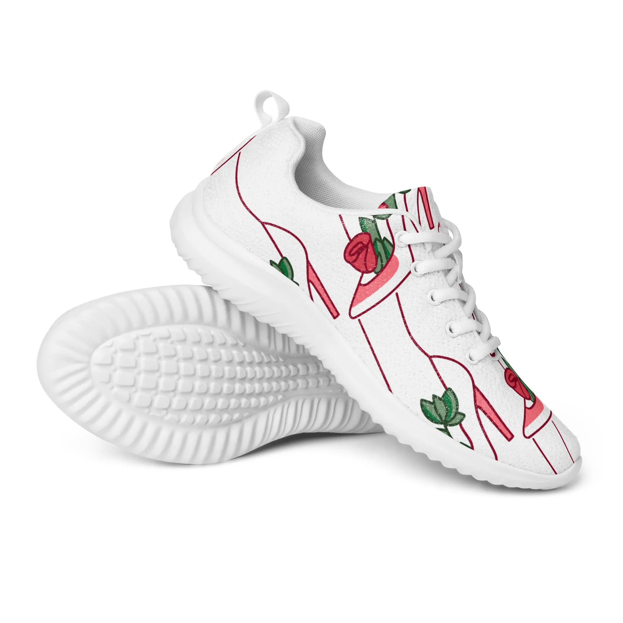 Women’s athletic sneaker with Abstract Rose Shoe Pattern- Bradlee