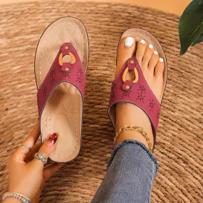 Women's Retro Hollow Wedge Slippers 54482853S