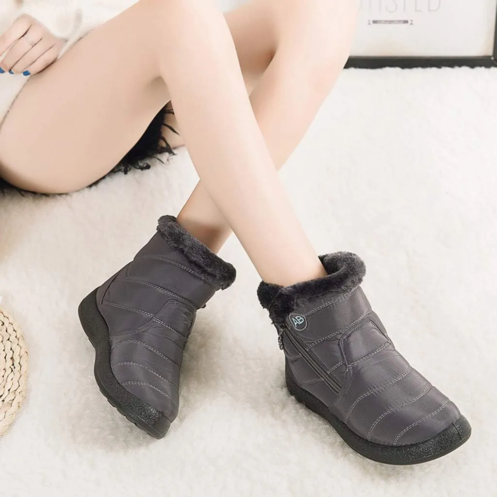 Women's Snow Boots Waterproof Insulated Fur Boots Waterproof Walking Shoes Cold Weather Furry Fluffy Short Snow Boot