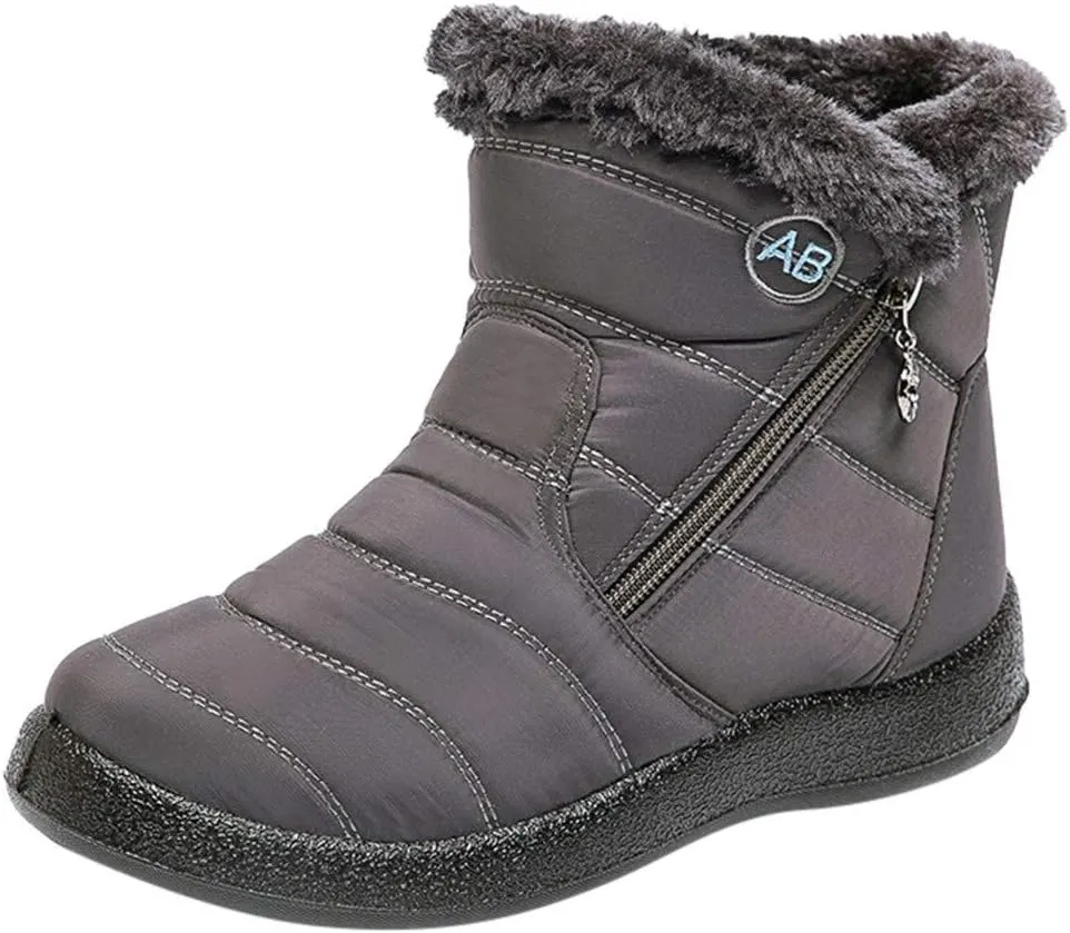 Women's Snow Boots Waterproof Insulated Fur Boots Waterproof Walking Shoes Cold Weather Furry Fluffy Short Snow Boot