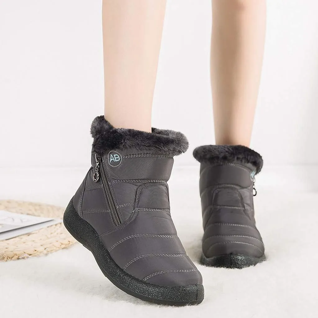 Women's Snow Boots Waterproof Insulated Fur Boots Waterproof Walking Shoes Cold Weather Furry Fluffy Short Snow Boot