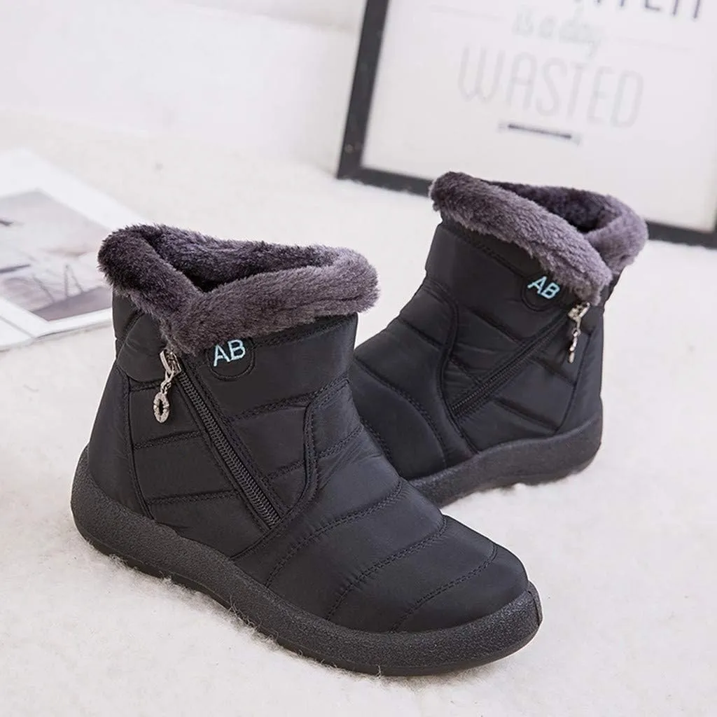 Women's Snow Boots Waterproof Insulated Fur Boots Waterproof Walking Shoes Cold Weather Furry Fluffy Short Snow Boot
