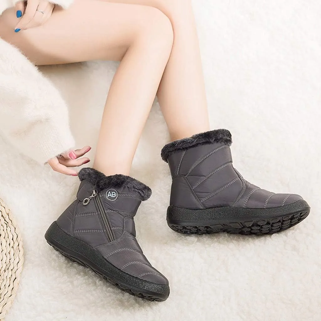 Women's Snow Boots Waterproof Insulated Fur Boots Waterproof Walking Shoes Cold Weather Furry Fluffy Short Snow Boot