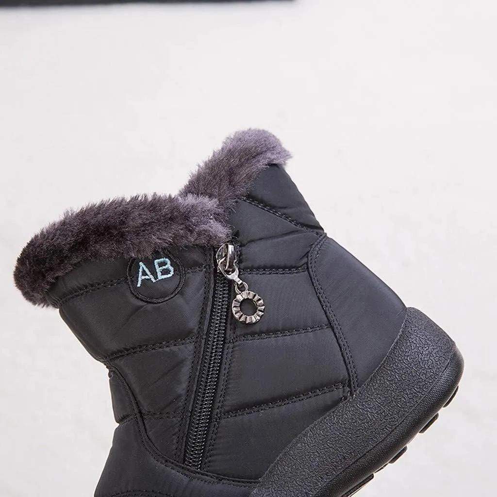 Women's Snow Boots Waterproof Insulated Fur Boots Waterproof Walking Shoes Cold Weather Furry Fluffy Short Snow Boot