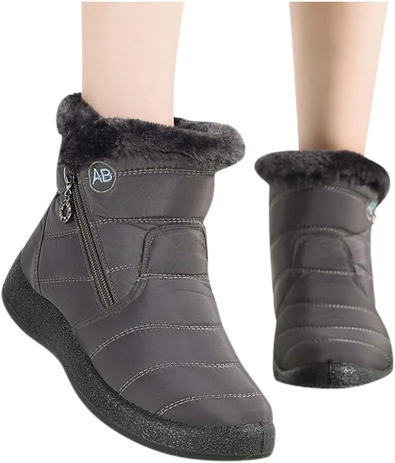 Women's Snow Boots Waterproof Insulated Fur Boots Waterproof Walking Shoes Cold Weather Furry Fluffy Short Snow Boot