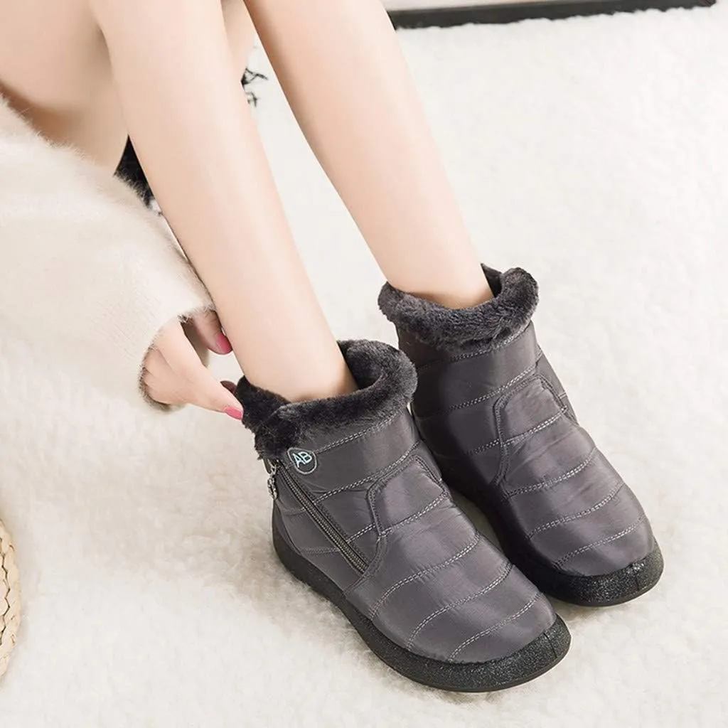 Women's Snow Boots Waterproof Insulated Fur Boots Waterproof Walking Shoes Cold Weather Furry Fluffy Short Snow Boot