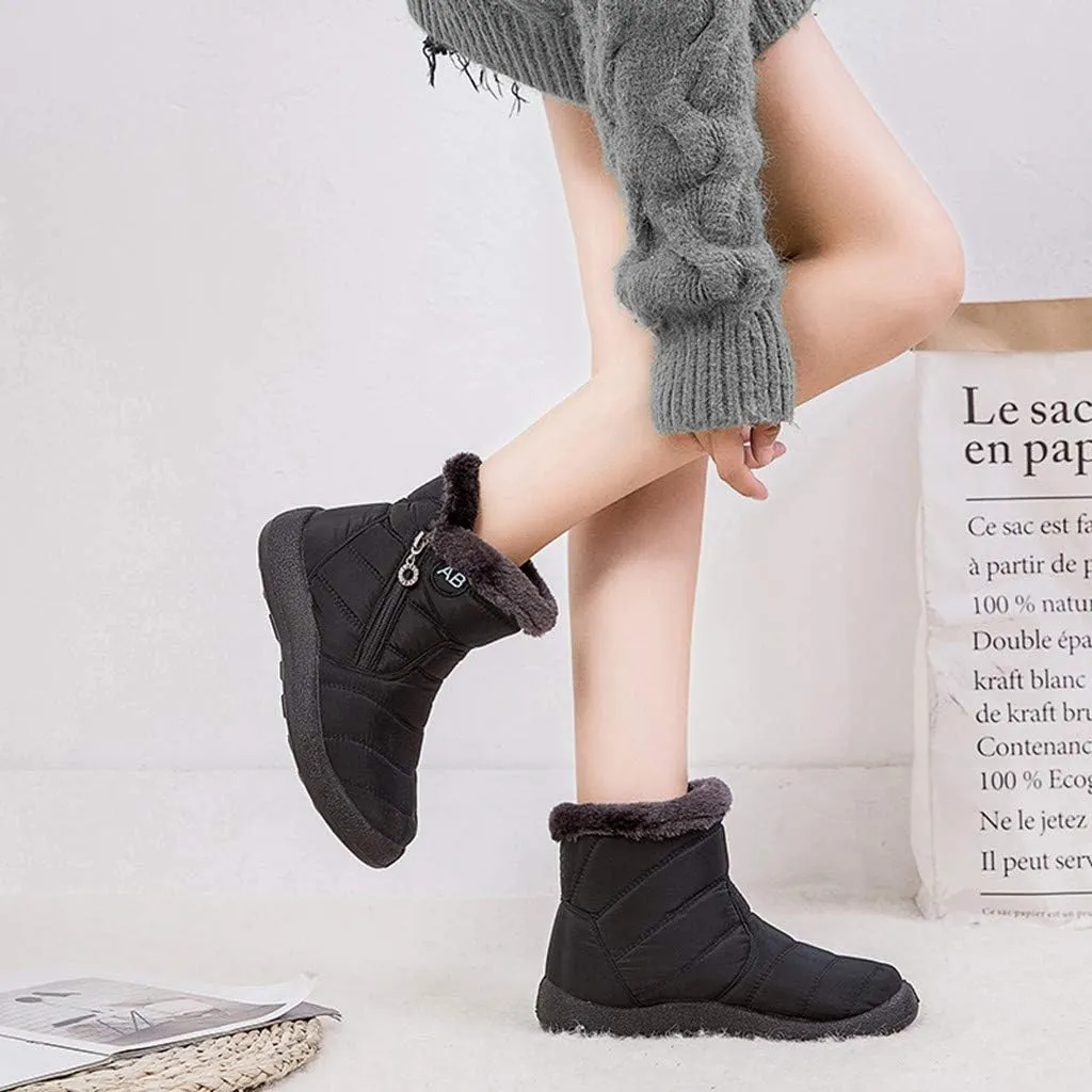 Women's Snow Boots Waterproof Insulated Fur Boots Waterproof Walking Shoes Cold Weather Furry Fluffy Short Snow Boot