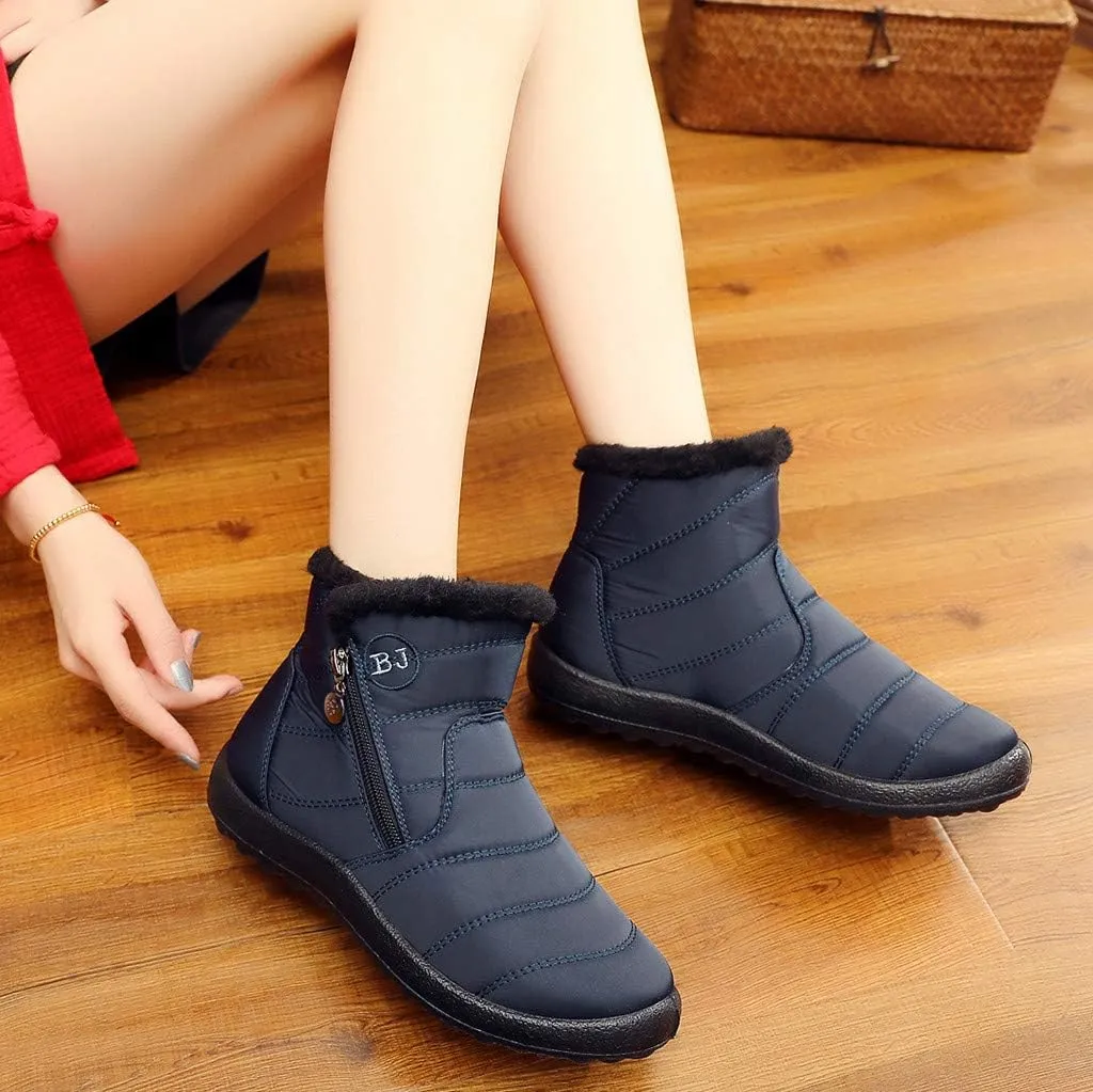 Women's Winter Boots with Zipper Adults Plush Lined Boots Womens Winter Snow Boots with Warm Fur Lining Bj Waterproof Boot Womens Cowboy Boots Men Winter Booties