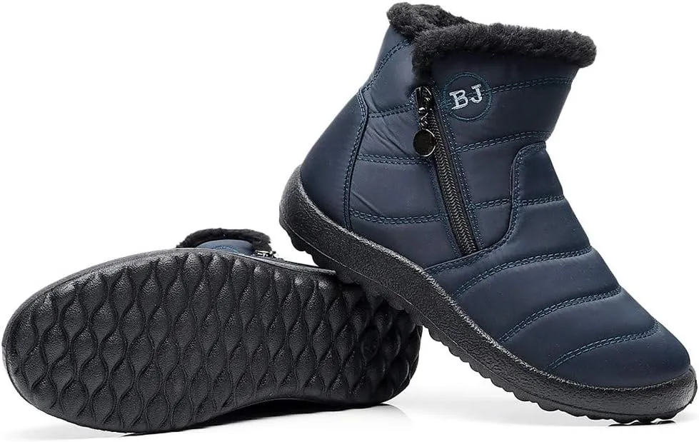 Women's Winter Boots with Zipper Adults Plush Lined Boots Womens Winter Snow Boots with Warm Fur Lining Bj Waterproof Boot Womens Cowboy Boots Men Winter Booties