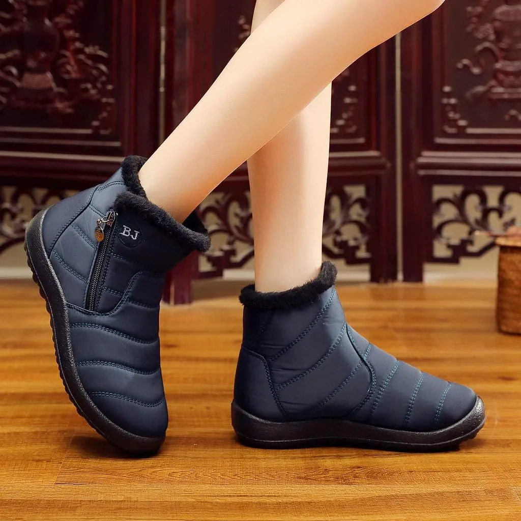 Women's Winter Boots with Zipper Adults Plush Lined Boots Womens Winter Snow Boots with Warm Fur Lining Bj Waterproof Boot Womens Cowboy Boots Men Winter Booties