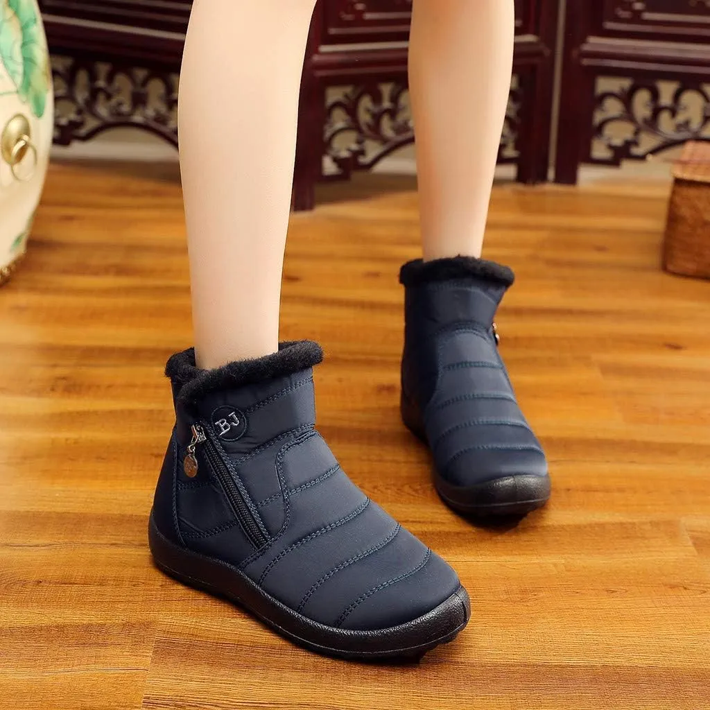 Women's Winter Boots with Zipper Adults Plush Lined Boots Womens Winter Snow Boots with Warm Fur Lining Bj Waterproof Boot Womens Cowboy Boots Men Winter Booties