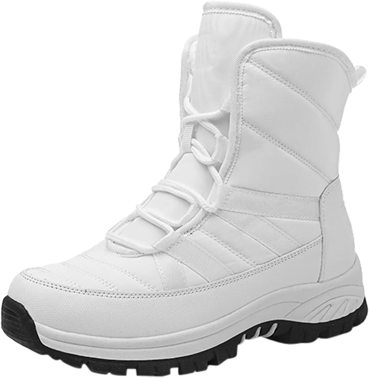 Womens Winter Snow Boots - Ankle Boots for Women Waterproof Walking Shoes Comfortable Hiking Tennis Booties Chunky Heel Lace Up Mid Calf Warm Lightweight Cold Weather Boots