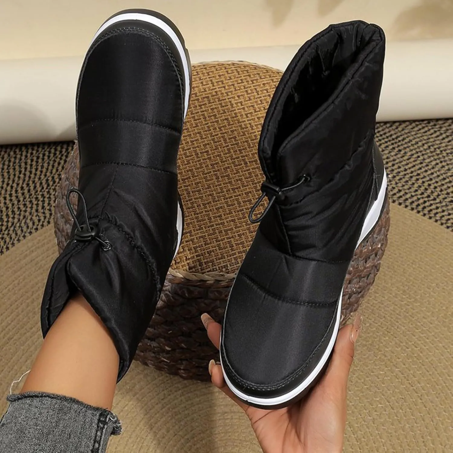 Women's Winter Snow Boots Platform Ankle Boots for Women Waterproof Lightweight Fashion Mid Calf Boot Fur Lined Frosty Warm Anti-Slip Boot Outdoor Hiking Walking Shoes High-Top Sneakers