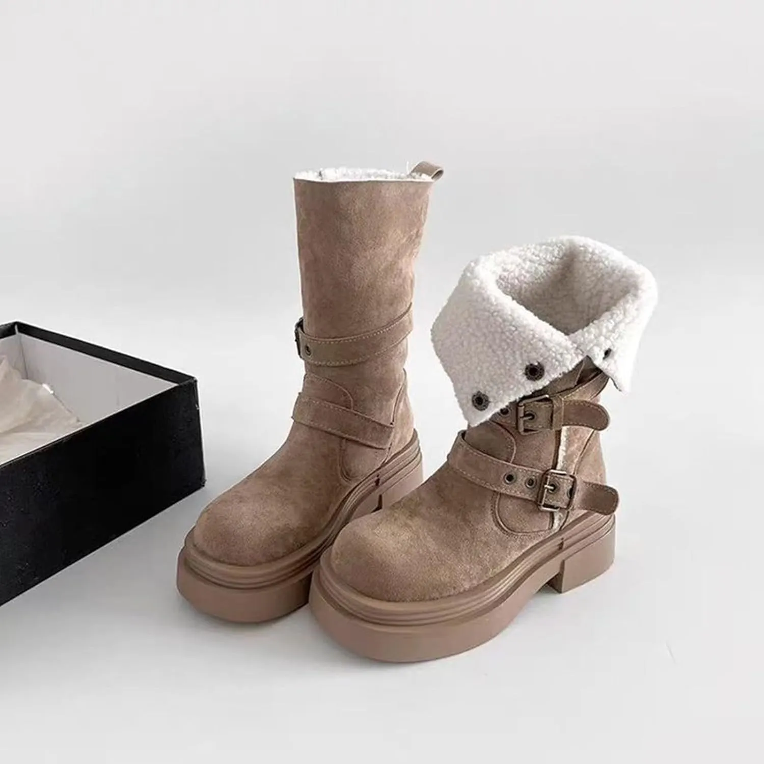 Womens Winter Snow Boots Waterproof Warm Plush Lined Shoes Mid Calf Slip on Booties Non Slip Boot for Women