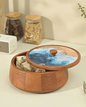 Wooden Aqua Roti Box | 8.8 x 8.8 x 4.5 inches