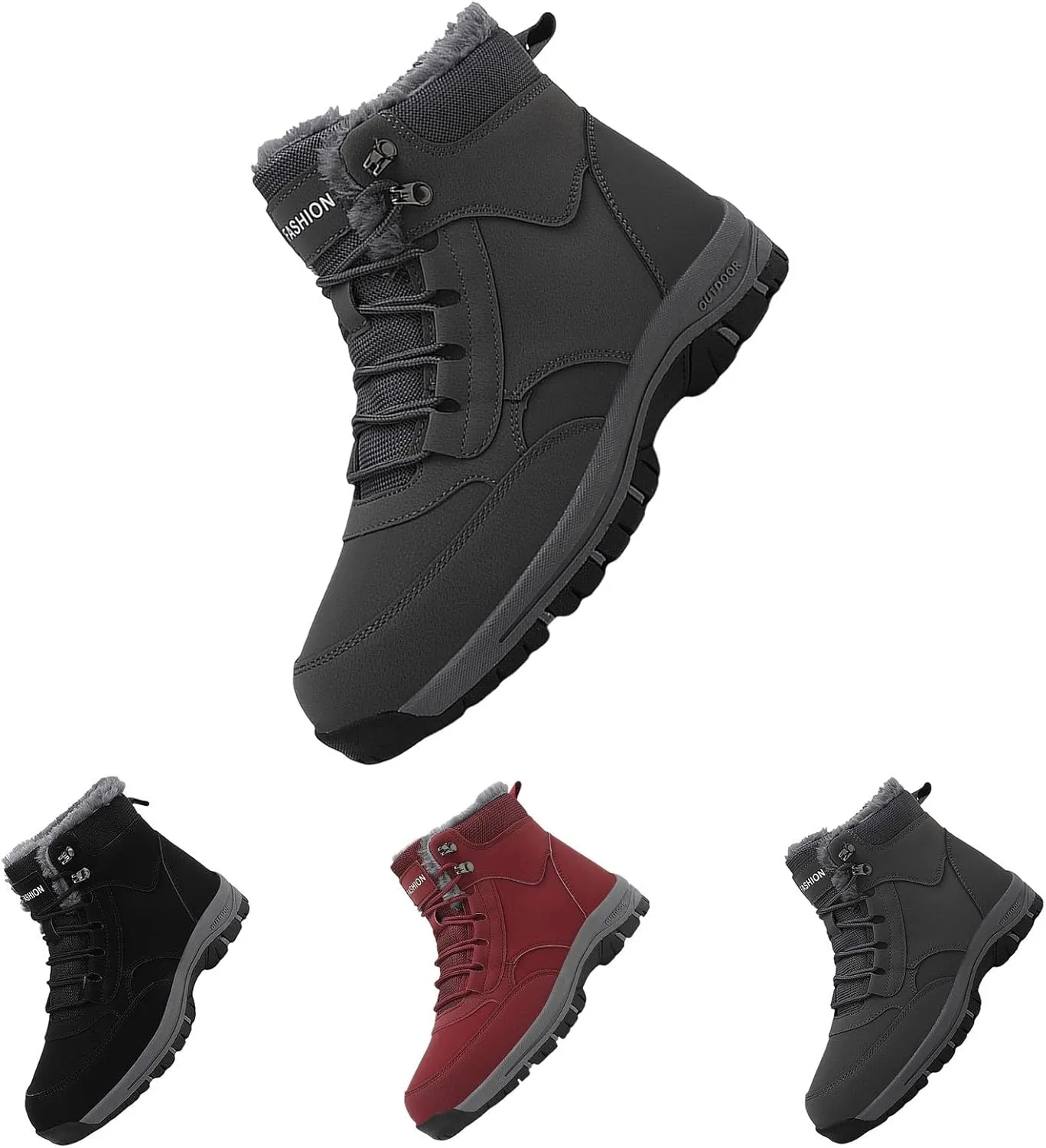 Work Boots for Men Waterproof Hiking Sneakers Shoes with Fur Lined Workout Shoes for Women Insulated Winter Outdoor Botas Waterproof Non Slip Hike Grounded Footwear