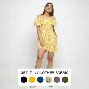 Yellow Hand-Screen Print Cotton Elasticated Tube Neck Playsuit