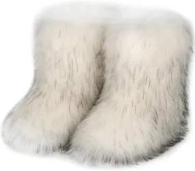 YXCFEWD Fur Boots for Women Winter Fluffy Furry Boots for Girls Flat Heel Snow Boots