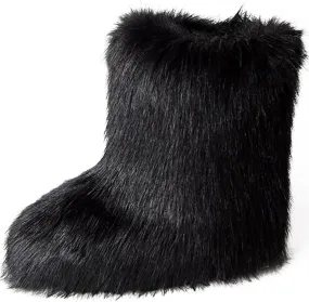 YXCFEWD Fur Boots for Women Winter Fluffy Furry Boots for Girls Flat Heel Snow Boots